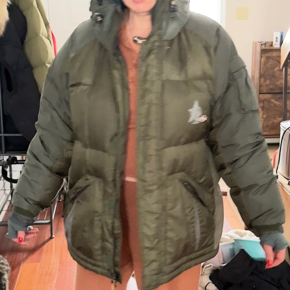 Stylish Olive Green Puffer Ski Jacket